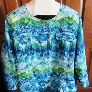 Alfred Dunner Blue Watercolor Jacket Women's 22W ~NEW~